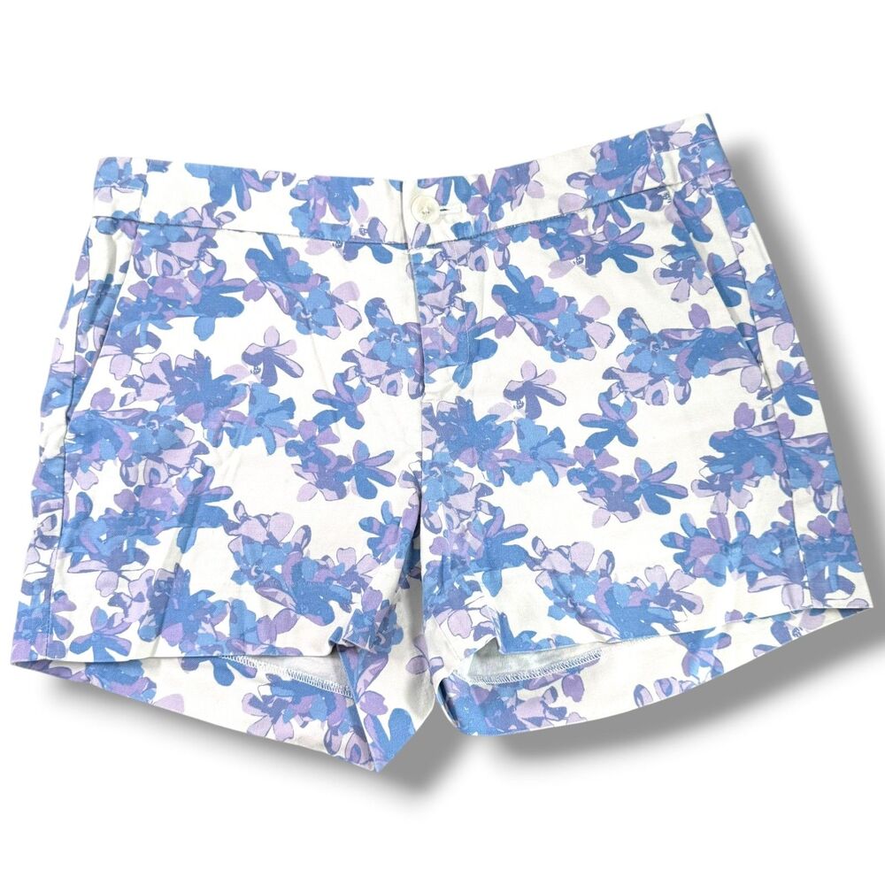 Banana Republic Floral Hampton Fit Shorts Blue White Purple Size 2 Cottagecore